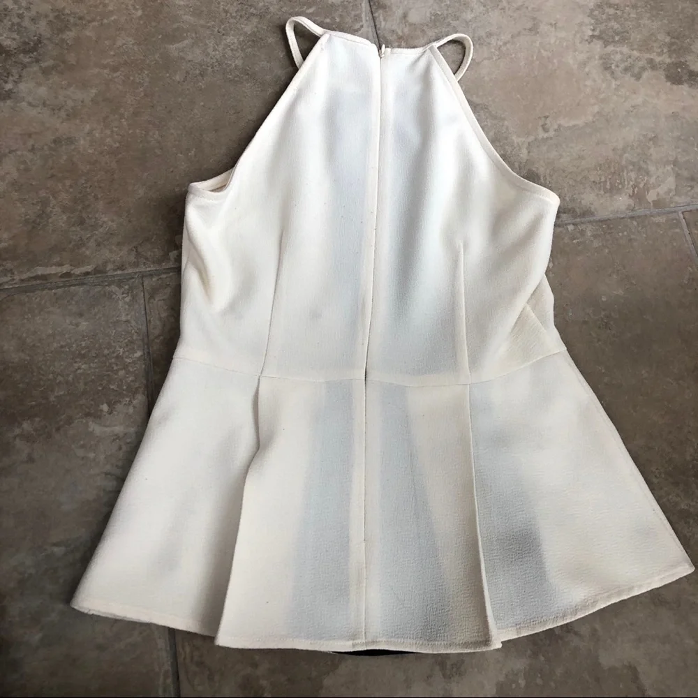 Sugar Lips Ivory & Black Flower Applique Peplum Tank Top Blouse - Picture 7 of 7